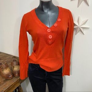 Sundance orange v neck sweater button detail xs